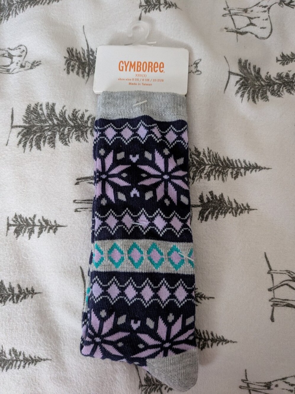 Gymboree Kids Patterned Crew Socks - Lavender, Navy, Grey & Teal